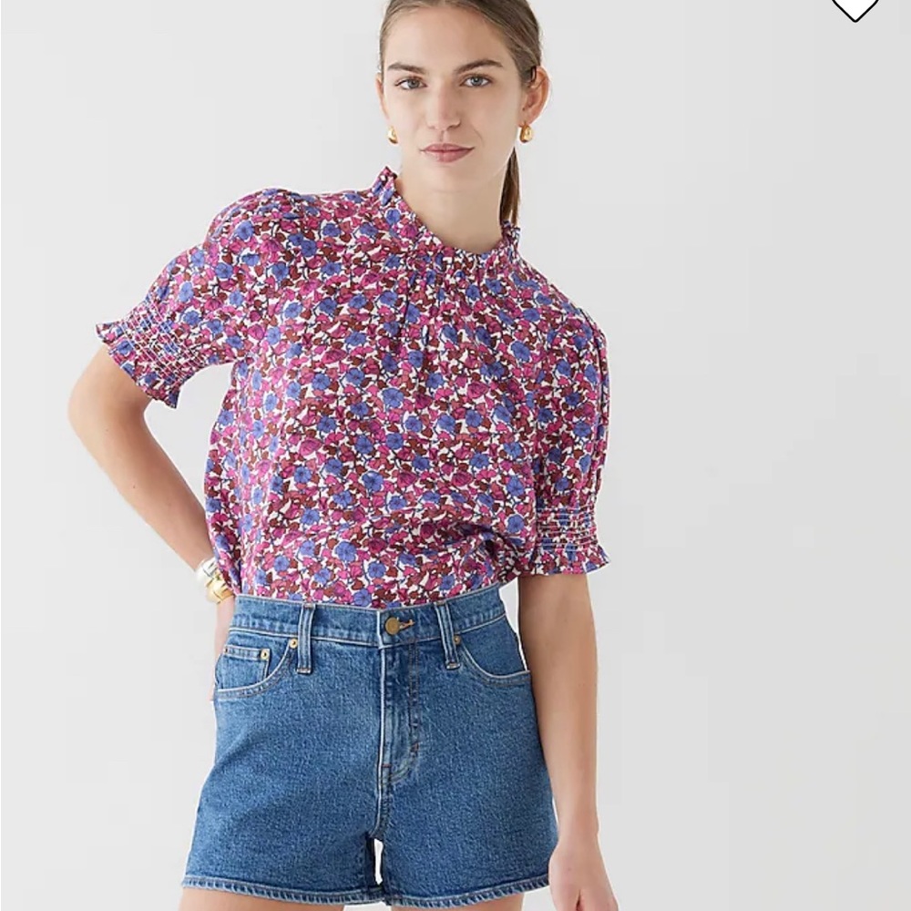 J Crew navy linen blouse M